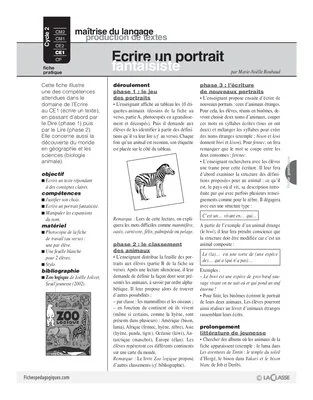 Ecrire un portrait fantaisiste