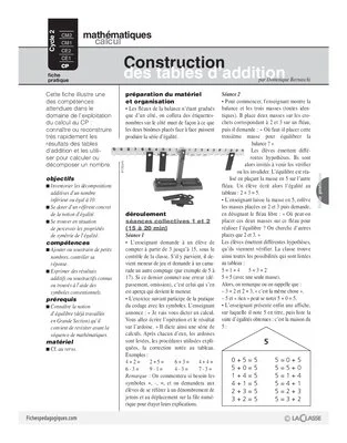 Construction des tables d'addition