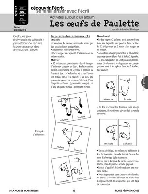 Exploitation pédagogique de l'album Les oeufs de Paulette en maternelle