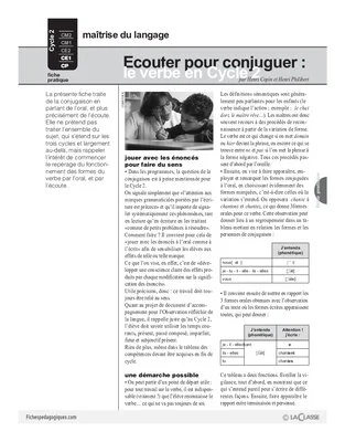 Ecouter pour conjuguer : le verbe au Cycle 2