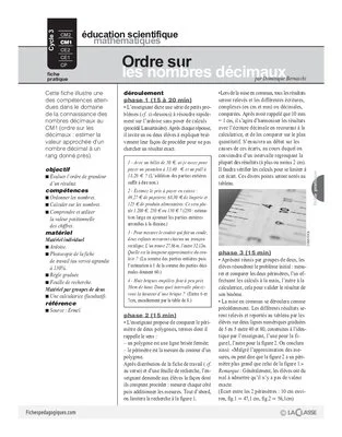 Ordre sur les nombres décimaux