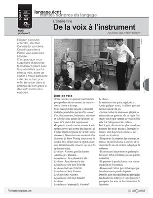 L'oreille fine : De la voix à l'instrument