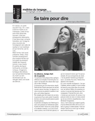 Se taire pour dire