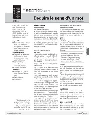 Déduire le sens d'un mot