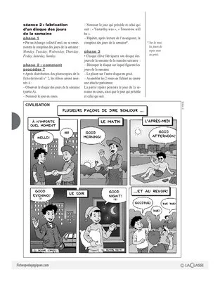 Le calendrier hebdomadaire anglais