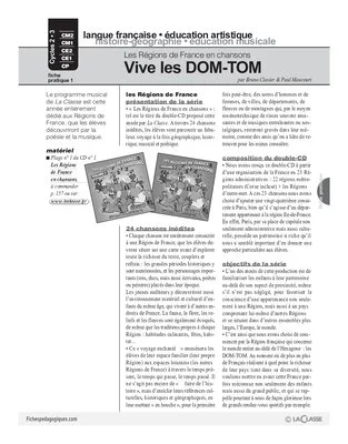 Les régions de France en chansons / Vive les Dom-Tom (Cycle 2)
