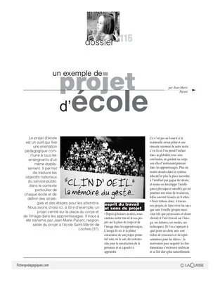 Un exemple de projet d'école (Cycle 2)