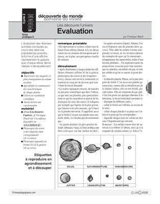 Léa découvre l'univers (5) : Evaluation