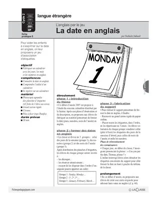 La date en anglais / L'anglais par le jeu