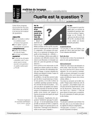 Quelle est la question ? Quelle est la réponse ?