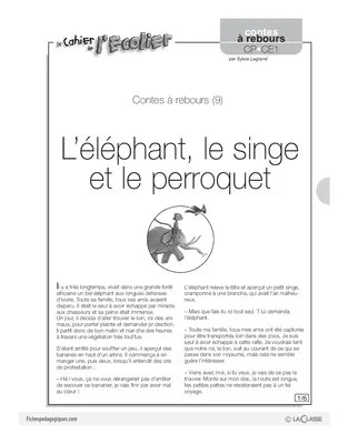Contes à rebours (9) / Eléphant, singe et perroquet