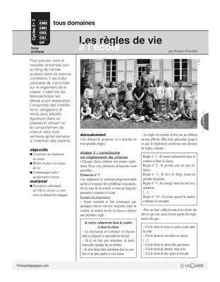 Règles de vie à l'école