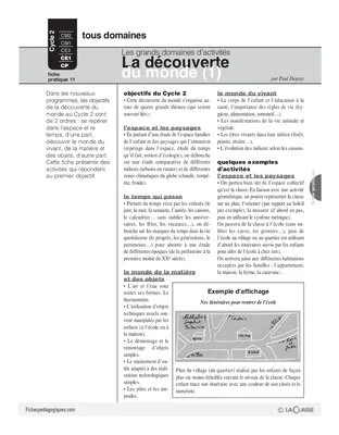 La découverte du monde (1) / Grands domaines d'activités