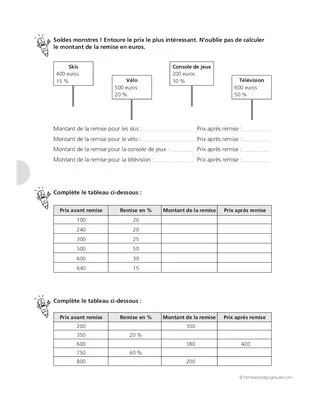 Proportionnalité et pourcentages