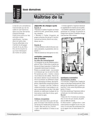 Maîtrise de la langue orale