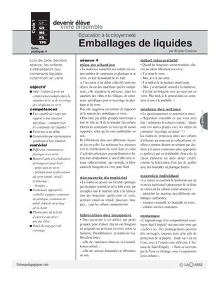 Education à la citoyenneté (4) / Emballages de liquides