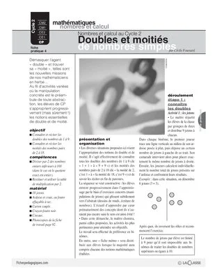 Nombres et calcul au cycle 2 (4) / Doubles et moitiés de nombres simples