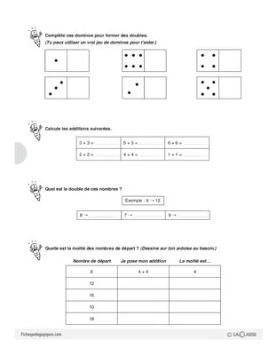 Nombres et calcul au cycle 2 (4) / Doubles et moitiés de nombres simples