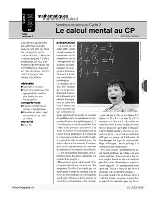 Nombres et calcul au cycle 2 (6) / Le calcul mental au CP